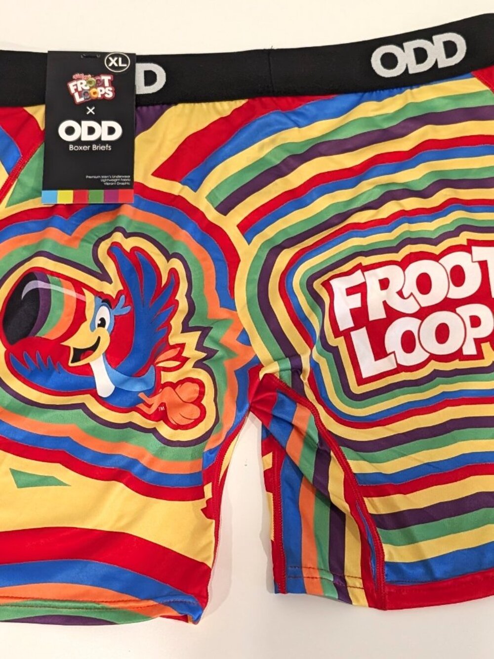 ODD Sox Men's Boxer Briefs Froot Loops Toucan Sam XL Rainbow Cereal Graphic NWT
